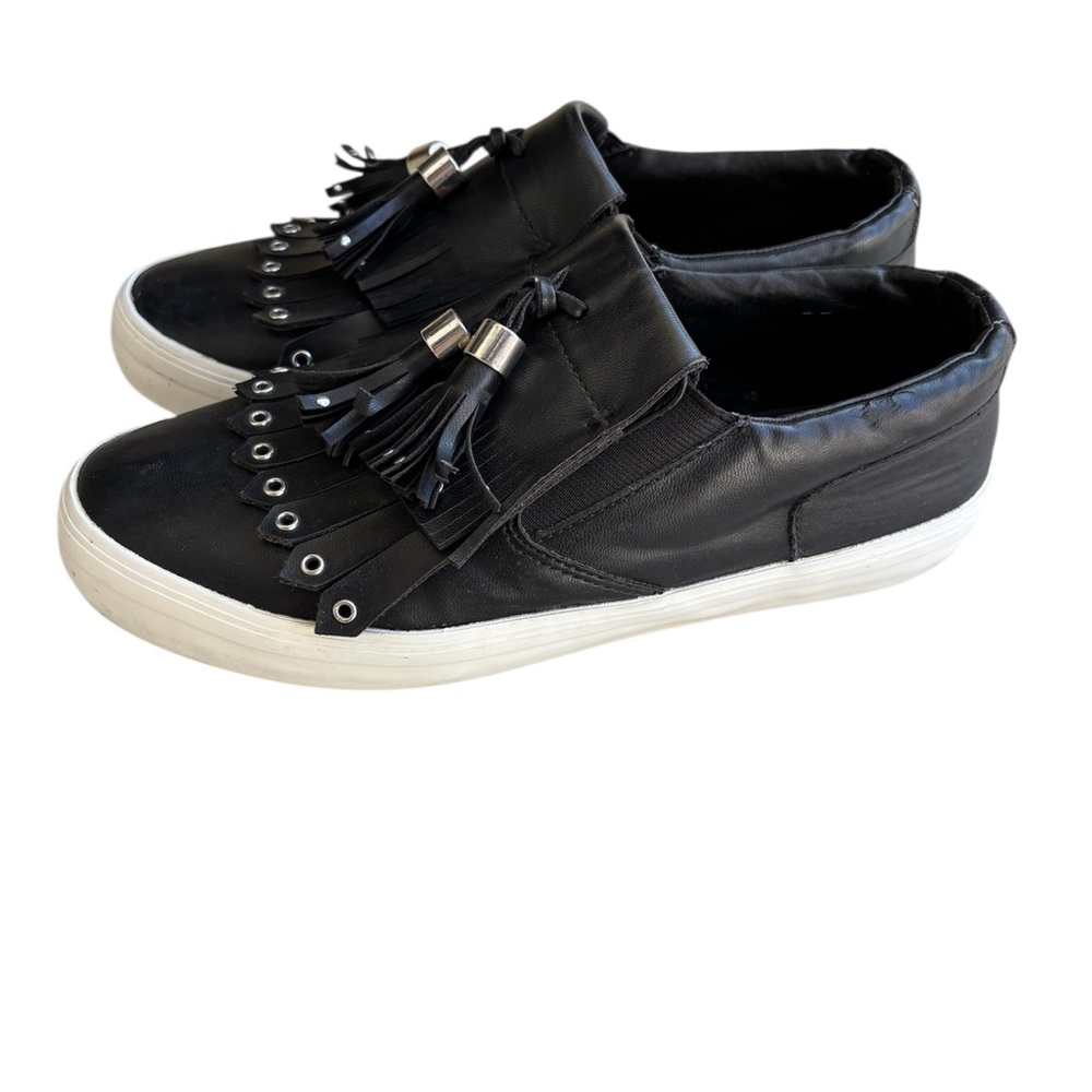 Zara Trufaluc Tassel Loafers Black Leather 38